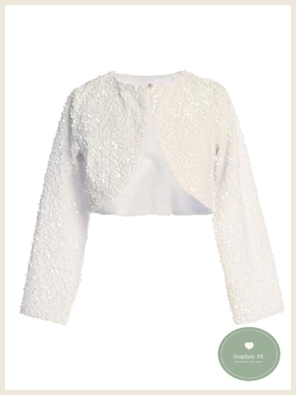 Girls Sequin Cardigan Shrug Long Sleeve Crushed Velvet Bolero Jacket